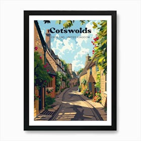 Cotswolds Streetview Travel Art Affiche