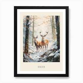 Winter Watercolour Deer 2 Poster Art Print