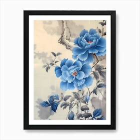 vintage blue flowers Art Print