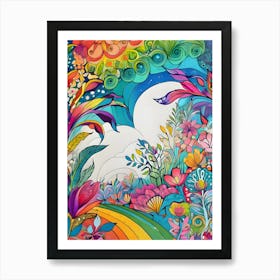 Rainbows And Flowers - Reimagined Art Print