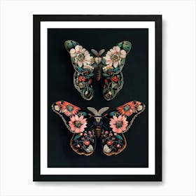 Dark Butterflies William Morris Style 3 Art Print