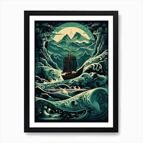 Ship In The Sea Art Print