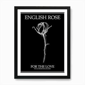 English Rose Black And White Line Drawing 29 Poster Inverted Art Print