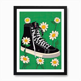 Daisy Fields at Your Feet: Floral Sneaker Magic Art Print