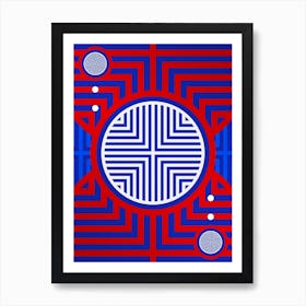 Geometric Abstract Glyph in White on Red and Blue Array n.0020 Art Print