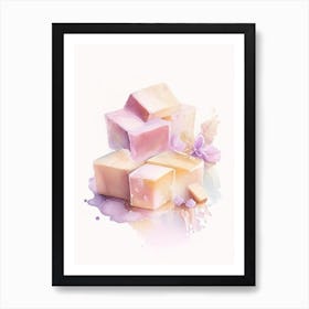 Brown Sugar Fudge Dessert Pastel Watercolour Flower Art Print