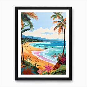 El Yunque Beach, Puerto Rico, Matisse And Rousseau Style 1 Art Print
