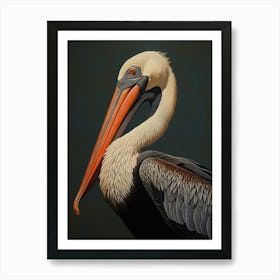 Dark And Moody Botanical Pelican 1 Art Print