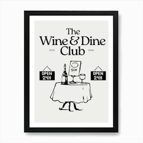 Wine & Dine Club Neutral Beige & Black Art Print