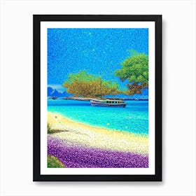 Gili Islands Indonesia Pointillism Style Tropical Destination Art Print