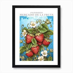 Mercado De La Fruta Strawberries Illustration 4 Poster Art Print