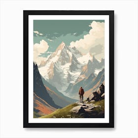 Tour De Mont Blanc France 8 Hiking Trail Landscape Art Print