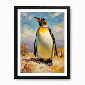 African Penguin Sea Lion Island Oil Painting 2 Art Print