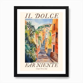 Il Dolce Far Niente Cinque Terre, Italy Watercolour Streets 4 Poster Art Print