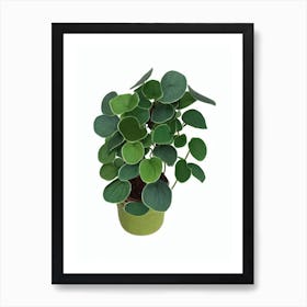 Chinese Money Plant (Pilea Peperomioides) Watercolor Art Print