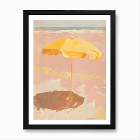 Yellow Umbrella On The Beach Art Print