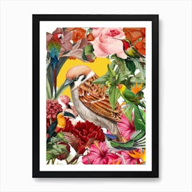 Tropical Birds And Flowers 2 Art Print