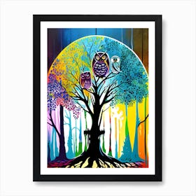 Owls In The Tree Art Print