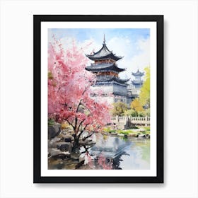 Yuyuan Garden China Watercolour 2 Art Print