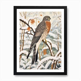 Winter Bird Painting Eurasian Sparrowhawk 1 Art Print