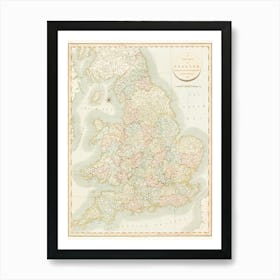 A New Map Of England (1811) Art Print