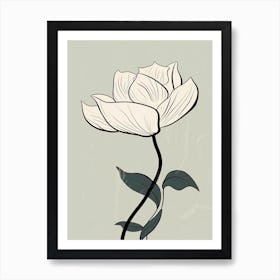 Line Art Lotus Flowers Illustration Neutral 2 Art Print