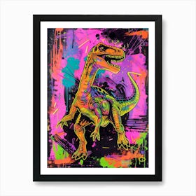 Cyber Futuristic Dinosaur Illustration 3 Art Print