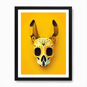 Animal Skull Yellow 2 Mexican Art Print