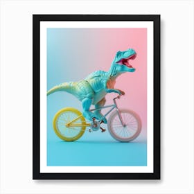 Pastel Toy Dinosaur On A Bike 3 Art Print