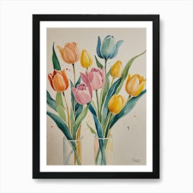 Watercolor Tulips Art Print