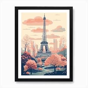 Eiffel Tower   Paris, France   Cute Botanical Illustration Travel 5 Art Print