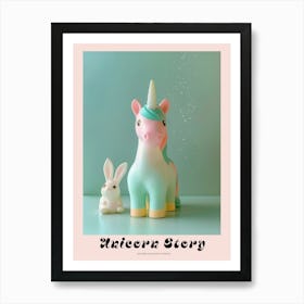 Pastel Toy Unicorn & Toy Bunny 3 Poster Art Print