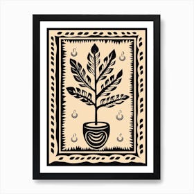 B&W Plant Illustration Zz Plant 14 Art Print