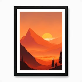 Misty Mountains Vertical Composition In Orange Tone 89 Art Print