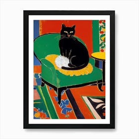 Cat On A Chair - Inspired By Matisse Art Print