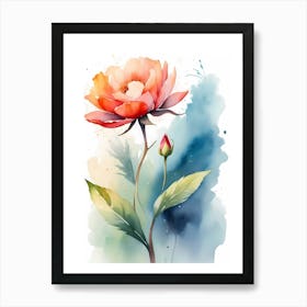 Watercolor Peony Flower Art Print