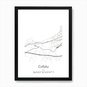 Cefalu,Italy Minimalist Map Art Print