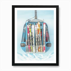 Colorful Ski Lift Art Print