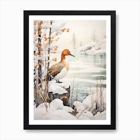 Winter Bird Painting Canvasback 1 Art Print