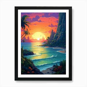 Seascape Pixel Art 3 Art Print