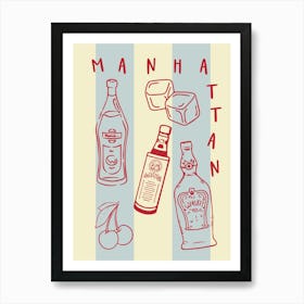 Manhattan Cocktail Recipe Art Print