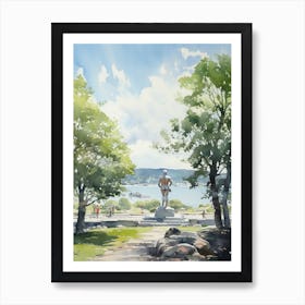 Vigeland Sculpture Park Norway Watercolour 1  Art Print