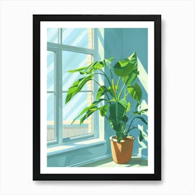 Potted Plant In Front Of Window Art Print