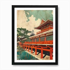 Shuri Castle Japan Mid Century Modern Art Print