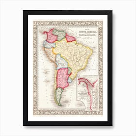 Map Of South America, Showing Its Political Divisions Art Print