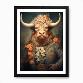 Bull With Flowers Affiche