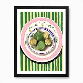 A Plate Of Figs Top View Food Illustration 4 Art Print