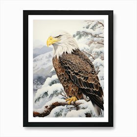 Winter Bird Painting Bald Eagle 1 Art Print