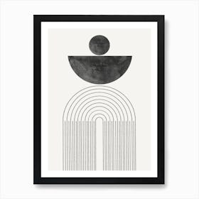 Retro Object Arch and Moon, Minimalist Neutral color Graphic Art Art Print