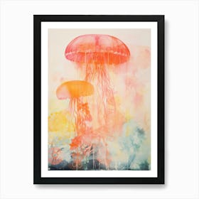 Jelly Fish Risograph Inspired 1 Art Print